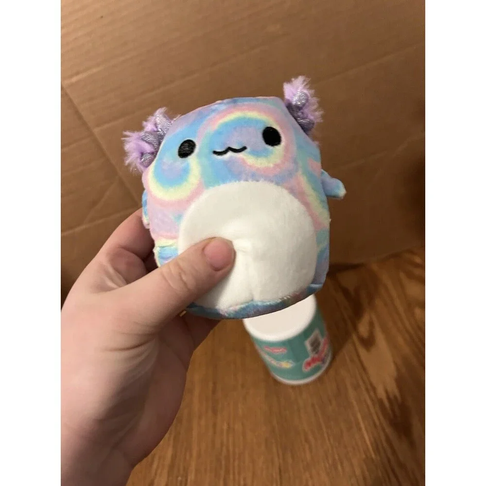 Squishmallow Delphine Axolotl Blue Pink Yellow Tie Dye 4”